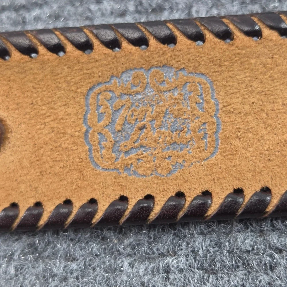Vintage Tony Lama Tooled Leather Belt Size 40 Croc Embossed No Buckle Made USA